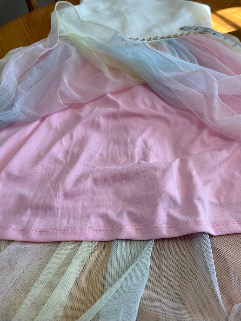 Emily Rose White Bodice Pastel Rainbow Tulle Flower Girl Dress Size 12 - Picture 7 of 10